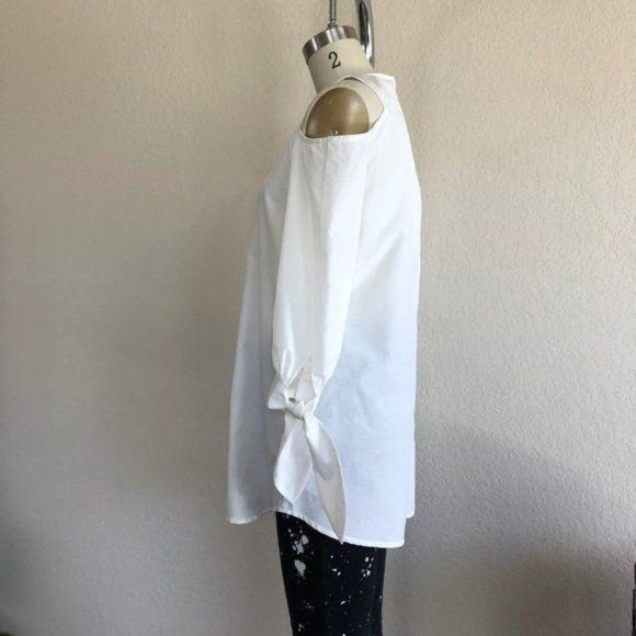 Timo Weiland Cold Shoulder Tie Sleeve Tunic Blouse - Picture 3 of 5